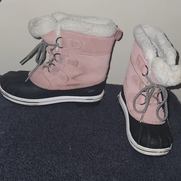 Cat & Jack Pink and Black Girl Winter Waterproof Snow Boots Size 13 Little Girls - Picture 5 of 15